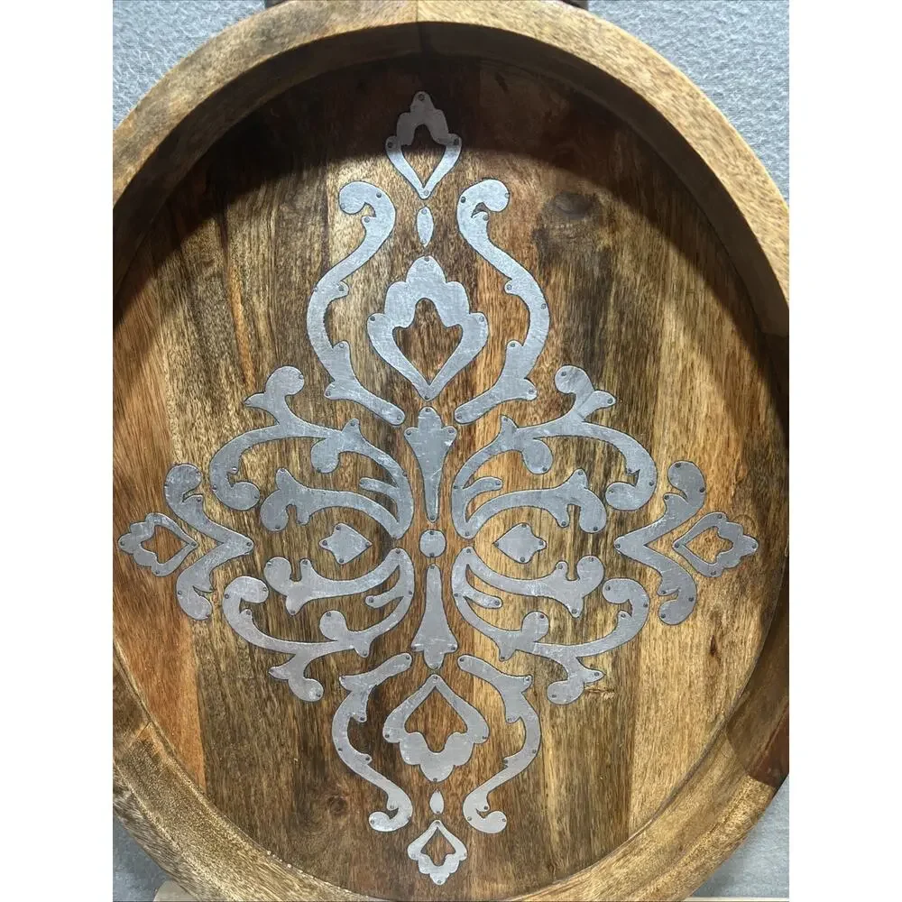 GG Collection Heritage Collection Oval Tray Featuring A Hand-Carved Metal Handle